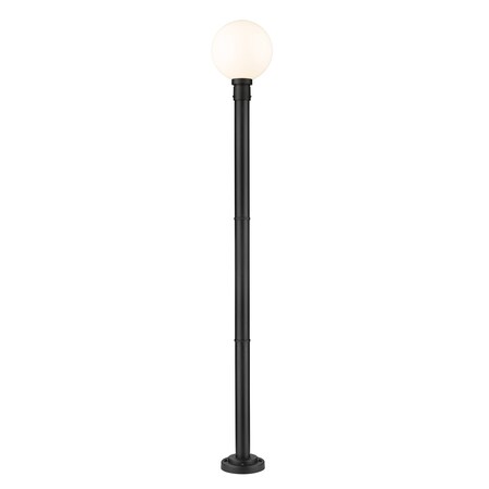 Z-Lite Laurent Outdoor Post Mounted Fixture, 1-Light, 12 In.W x 89.5 In.H, Black/Opal 597PHB-567P-BK